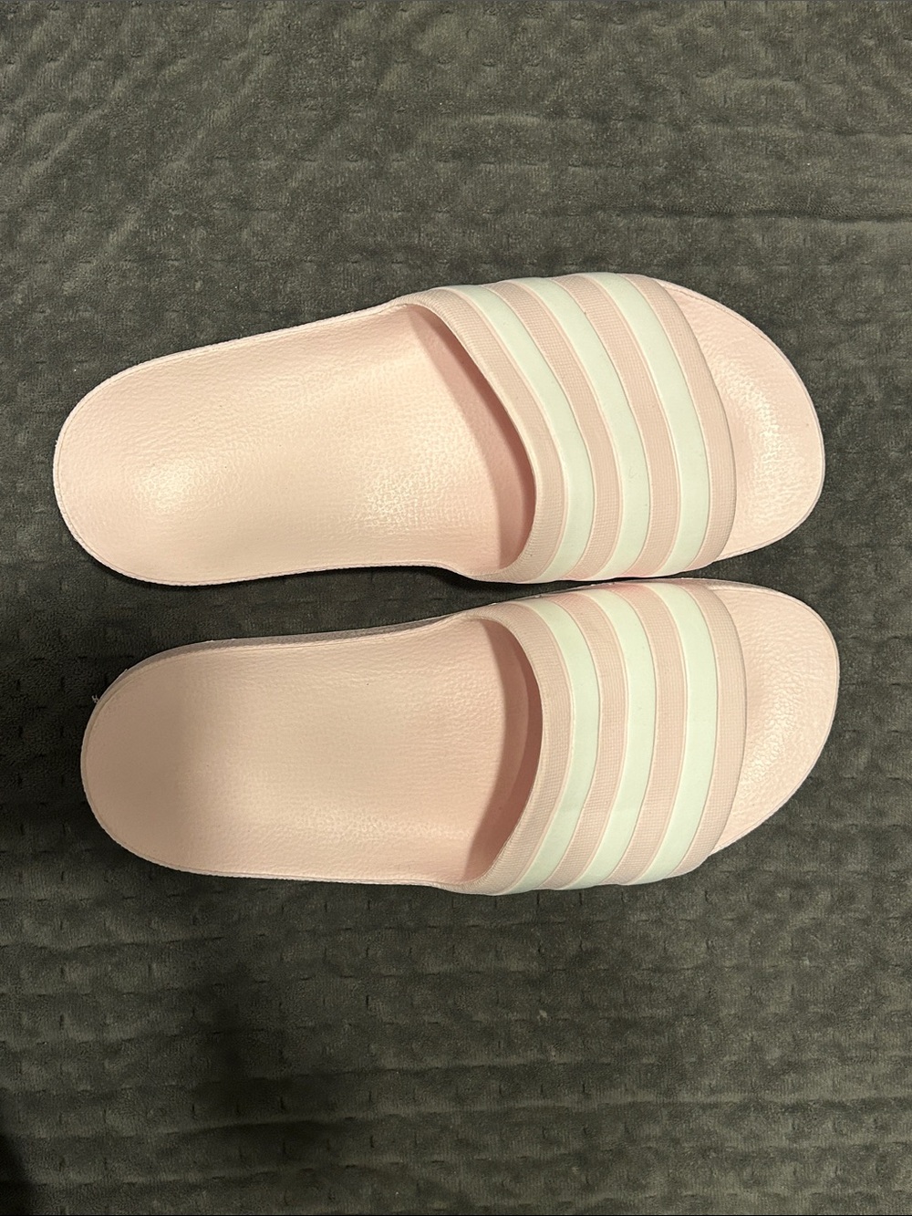 Women's adidas Pink Slide Sandals with White Stripes- EUC sz 8